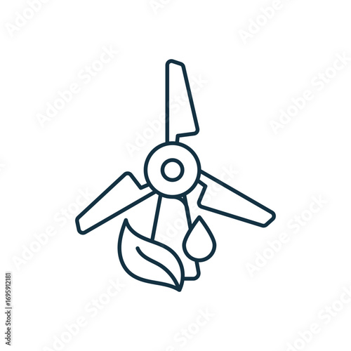 Wind + biofuel icon with white background vector stock illustration