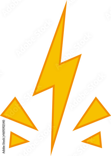 Lightning Yellow Icon Symbol. Thunderbolt shock icon collection. Yellow lightning burst, shouting. Energetic electric flashes for  power, speed, danger or action effects. Isolated vector icons set.