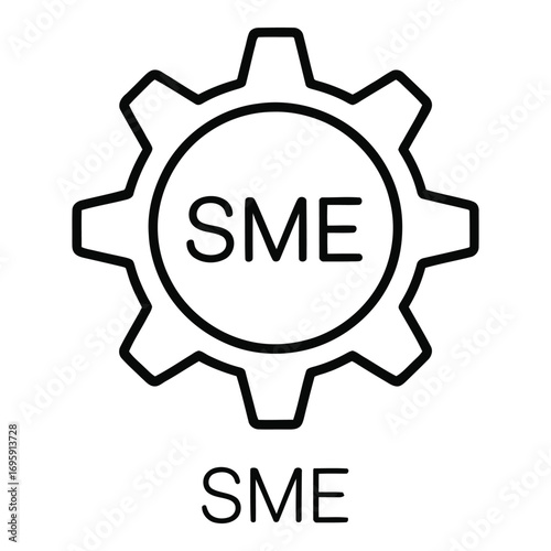 Sme business solution gear icon representing small and medium sized enterprises and companies success silhouette