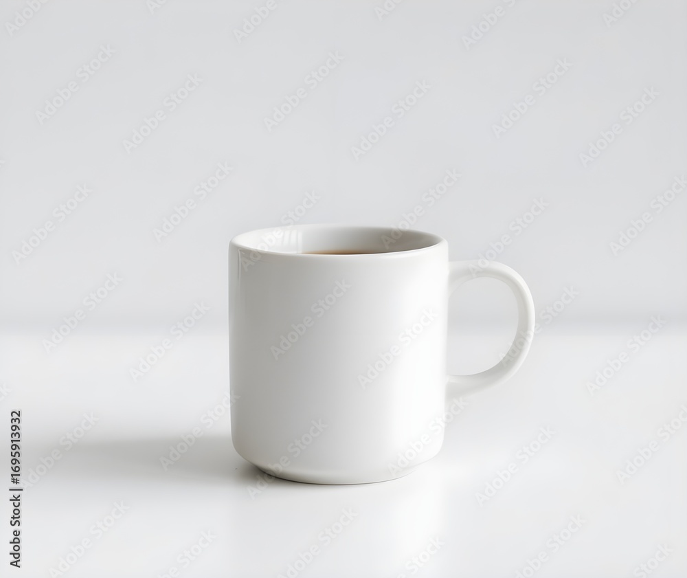 Fototapeta premium Small white mug mockup isolated on light background.