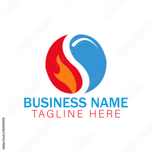 Fire and Water Symbol Yin Yang Concept for Business Branding