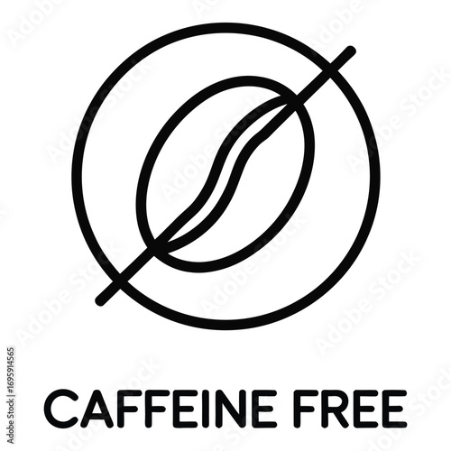 Caffeine free coffee bean symbol representing decaffeinated beverages and products for health conscious consumers silhouette
