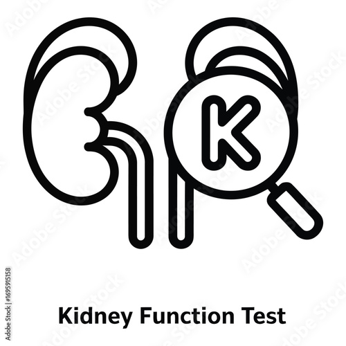 Kidney function test with potassium analysis and medical examination for healthcare monitoring system silhouette