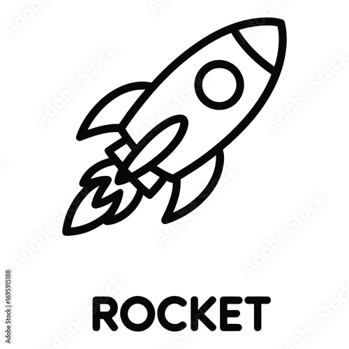 Rocket ship launching into space with flames and smoke ready for an adventure to the unknown silhouette