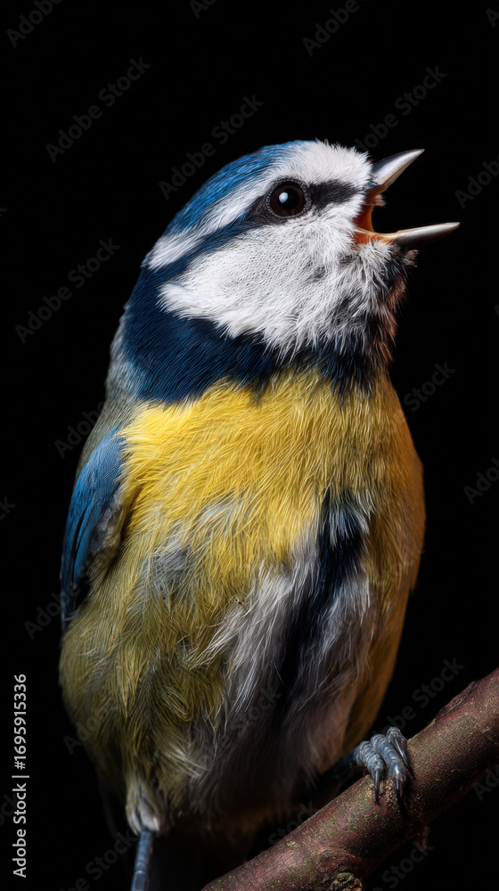 Fototapeta premium Blue Tit Singing Close Up