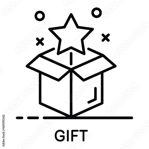 A present with a star is a symbol of celebration and joy for any special occasion or holiday gift giving silhouette