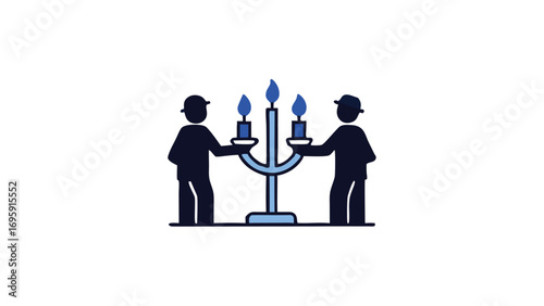 hanukkah menorah with man