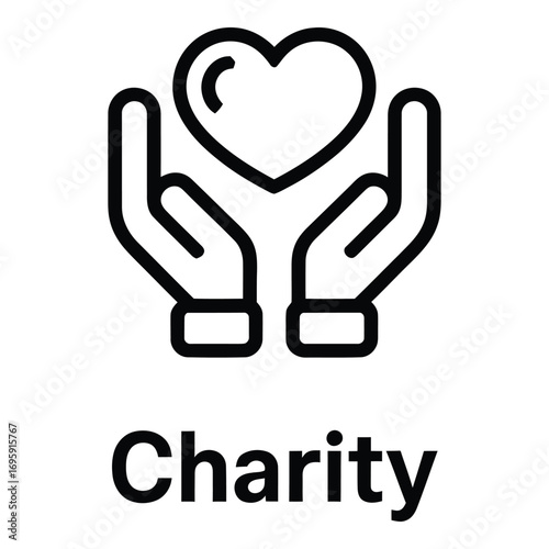 Hands holding a heart representing love and care for charity and giving back to the community needs silhouette