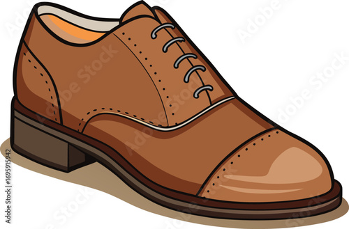 Brown Leather Oxford Shoe Vector Graphic brown shoe