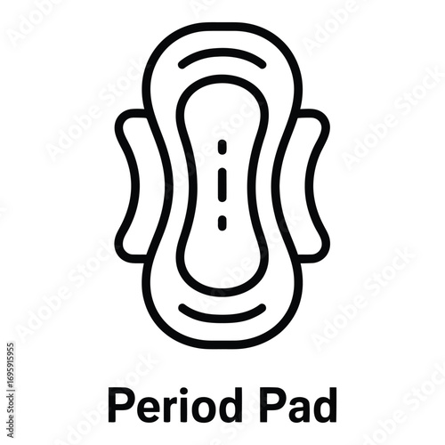 Sanitary napkin vector icon illustration feminine hygiene product menstrual cycle period protection for women silhouette
