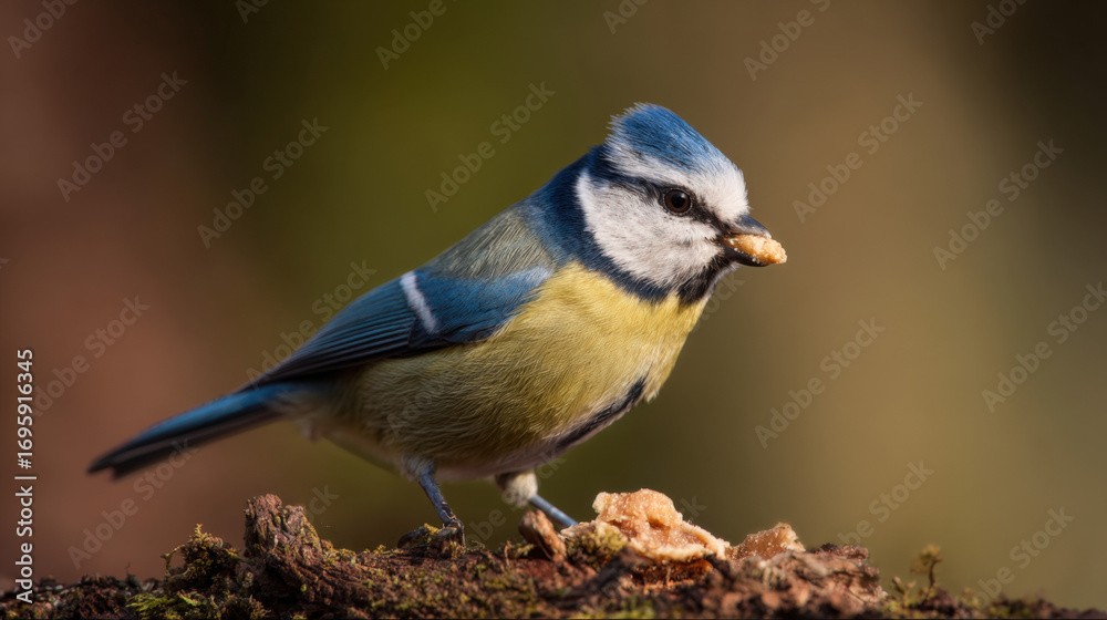 Obraz premium Blue Tit with Seed in Beak