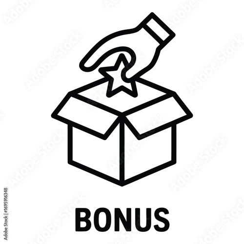 Hand putting star into box representing a bonus or reward given to someone for achievements made here silhouette