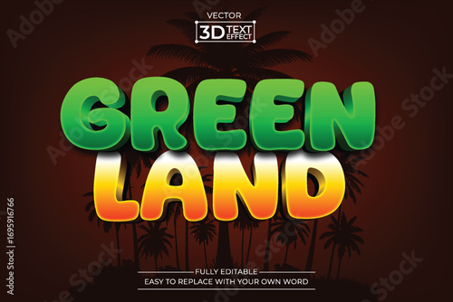 Green land editable 3D Text effect