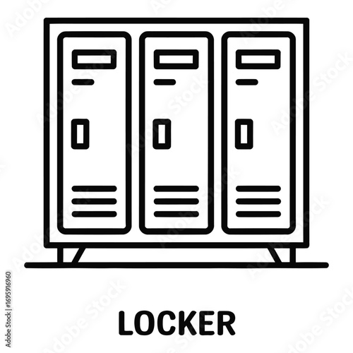 Three lockers in a row for storage and security in a school or gym or other public space silhouette