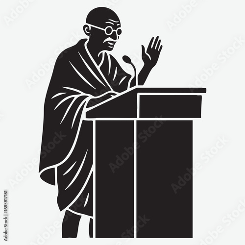 Mahatma Gandhi speaking at a podium Gandhi Ji gandhi jayanti
