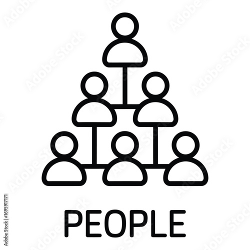 Organizational structure hierarchy of people represented in a pyramid scheme diagram illustration silhouette