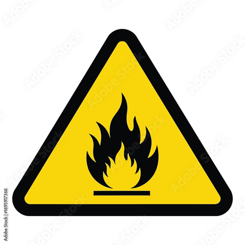Art of flammable warning sign isolated on white background