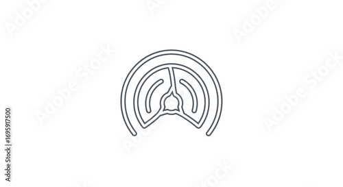 Line art illustration of lungs, minimalist design, simple gray lines on white background, medical graphic, healthcare symbol, clean aesthetic.