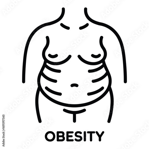Obesity outline illustration for health awareness and medical infographics and presentations use silhouette