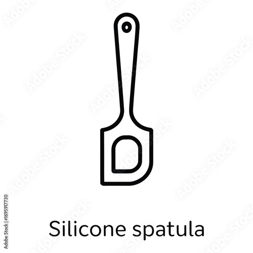 Outline drawing of a kitchen spatula tool with a hole at the end of the handle utensil icon design silhouette