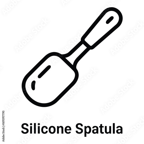 Outline of a black and white kitchen spatula for cooking and baking on a white background image silhouette