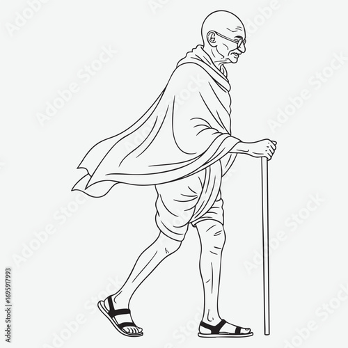 Mahatma Gandhi walking with a cane Gandhi Ji gandhi jayanti