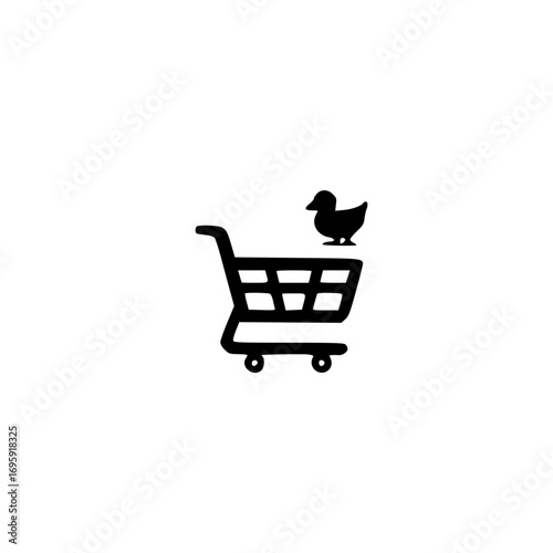 Vector of shopping cart with cute duck symbol ideal for baby store online shop or toy market