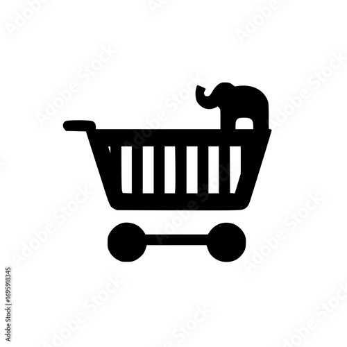 Wildlife themed shopping cart vector with elephant icon for digital storefront and jungle product layout