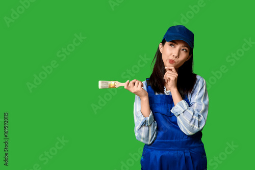 Female Asian thoughtful pai...