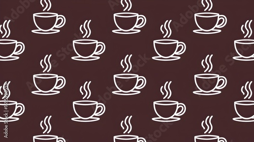 Wallpaper Mural Minimalist Hot Coffee Cup Line Art Pattern Torontodigital.ca