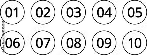 Bullet point icons with numbers. Color points for infographic. Markers with number for buttons, tags, ui or map. Set of graphic pointer with steps. Vector