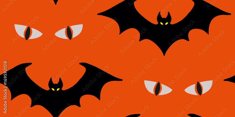 Fototapeta premium Halloween Bat and Eyes Illustration