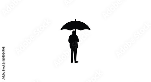 a lone figure stands under an umbrella silhouette