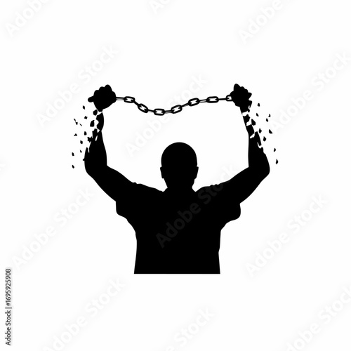 Man breaking free from drug addiction chains awareness concept
