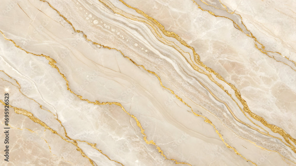 Obraz premium Light Beige Marble Texture with Cream and Gold Swirls Elegant Natural Stone Background High Resolution Image for Design Projects