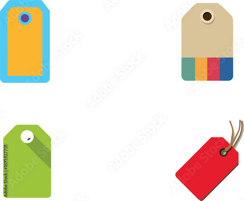 Colorful price tags, flat design style VECTOR