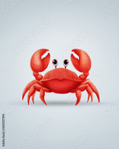 Cute Cartoon Crab Clean Background Sharp Focus