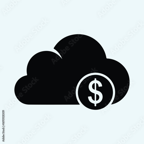 Silhouette cloud computing with dollar coin vector illustrator