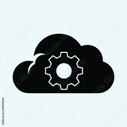 Silhouette cloud computing with gear technology vector illustrator