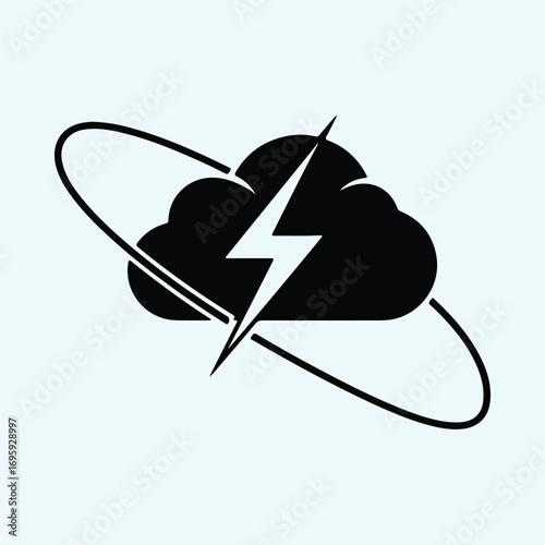 Silhouette cloud lightning bolt icon weather forecast vector illustrator