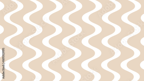 Beige and white vertical wavy background. Seamless pattern with beautiful ornament decor. Wallpaper for something.