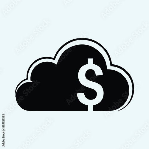 Silhouette cloud with dollar symbol finance cloud computing vector illustrator