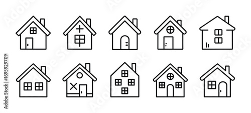 House home real estate property building architecture construction residential dwelling structure icon set