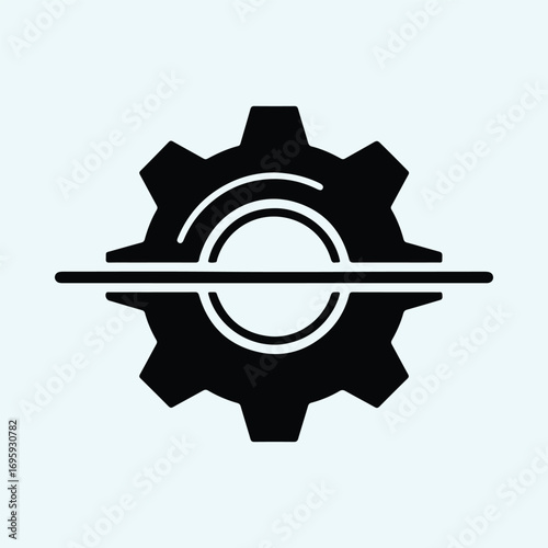 Silhouette gear with horizontal line inside vector illustrator