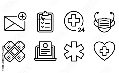 Medical healthcare icons set vector design for clinic hospital doctor and online medical service app