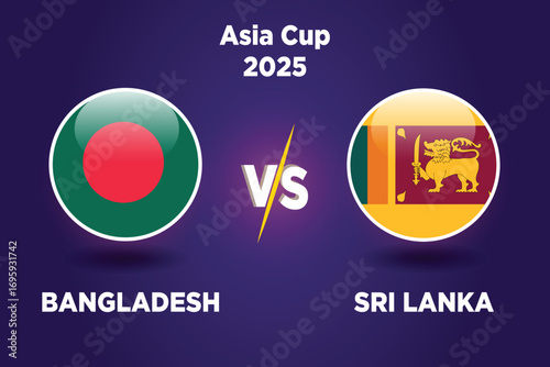 Bangladesh vs Sri lanka  , cricket match concept. with rival flags of both teams in circular shape isolated on blue background. with editable EPS file. BANG vs SL.