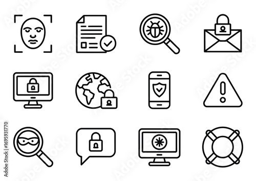 Cybersecurity face detection security document data protection antivirus protection global security phone security
