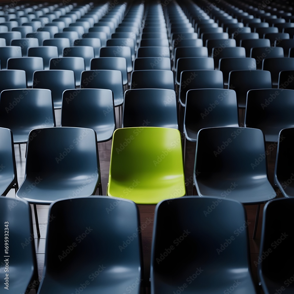 Fototapeta premium Rows of chair and the one chair looks different 