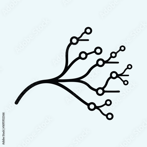 Silhouette neural network connection circuit branch vector illustrator
