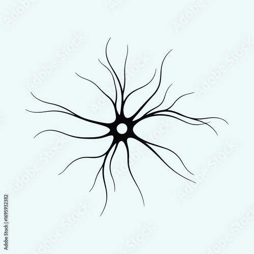 Silhouette neuron cell anatomy in minimalist style vector illustrator